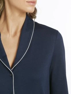 HANRO Natural Comfort Pyjama Lang, Durchgeknöpft 10 HANRO Natural Comfort Pyjama Lang, Durchgeknöpft -CALIDA-Shop Hanro Natural Comfort Pyjama lang durchgeknoepft blau 077966 1610 2