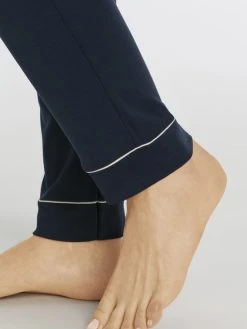 HANRO Natural Comfort Pyjama Lang, Durchgeknöpft 11 HANRO Natural Comfort Pyjama Lang, Durchgeknöpft -CALIDA-Shop Hanro Natural Comfort Pyjama lang durchgeknoepft blau 077966 1610 3