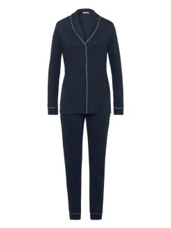 HANRO Natural Comfort Pyjama Lang, Durchgeknöpft 12 HANRO Natural Comfort Pyjama Lang, Durchgeknöpft -CALIDA-Shop Hanro Natural Comfort Pyjama lang durchgeknoepft blau 077966 1610 4