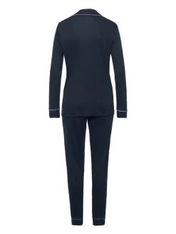 HANRO Natural Comfort Pyjama Lang, Durchgeknöpft 13 HANRO Natural Comfort Pyjama Lang, Durchgeknöpft -CALIDA-Shop Hanro Natural Comfort Pyjama lang durchgeknoepft blau 077966 1610 5