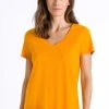 HANRO Sleep & Lounge Kurzarm-Shirt, V-Ausschnitt