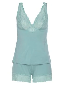 LASCANA Lace Dreams Kurz-Pyjama -CALIDA-Shop Lascana Lace Dreams Shorty tuerkis AK 221 47 OCEAN GREEN 2
