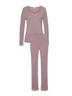 LASCANA Romantic Nights Langarm-Pyjama 7 LASCANA Romantic Nights Langarm-Pyjama -CALIDA-Shop Lascana Romantic Nights Langarm Pyjama violett AK 14 4646 SET MAUVE 2