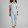 Lauren By Ralph Lauren Classic Knits Capri-Pyjama, Durchgeknöpft -CALIDA-Shop Lauren Ralph Lauren Damen Classic Knits Capri Pyjama geknoepft blau ILN92235 466