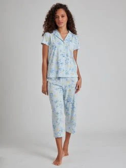 Lauren By Ralph Lauren Classic Knits Capri-Pyjama, Durchgeknöpft
