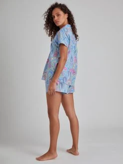 Lauren By Ralph Lauren Classic Wovens Kurz-Pyjama, Durchgeknöpft -CALIDA-Shop Lauren Ralph Lauren Damen Classic Wovens Kurz Pyjama durchgeknoepft blau rosa ILN12237 936 2