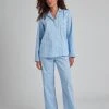 Lauren By Ralph Lauren Jacquard Shadow Langarm-Pyjama, Durchgeknöpft -CALIDA-Shop Lauren Ralph Lauren Damen Jacquard Shadow Pyjama geknoepft blau ILN92234 450
