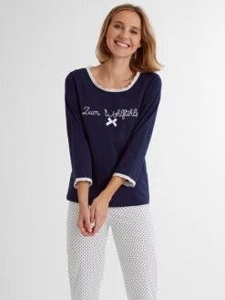 Louis & Louisa Zum Wohlfühlen Pyjama, Lang -CALIDA-Shop Louis Louisa Zum Wohlfuehlen Pyjama lang blau 23ZWPY BA 2