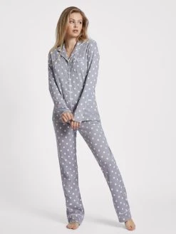 Louis & Louisa Meine Wohlfühlzeit Pyjama, Durchgeknöpft -CALIDA-Shop Louis und Louisa Meine Wohlfuehlzeit Pyjama lang grau 22MWPK GA 2