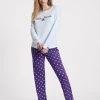Louis & Louisa Voller Freude Pyjama, Lang -CALIDA-Shop Louis und Louisa Voller Freude Pyjama lang violett weiss 22VFPY WA