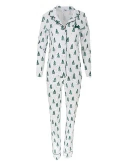 Louis & Louisa Winterwunderland Pyjama, Durchgeknöpft -CALIDA-Shop Louis und Louisa Winterwunderland Pyjama durchgeknoepft weiss 22WWPK WA 2