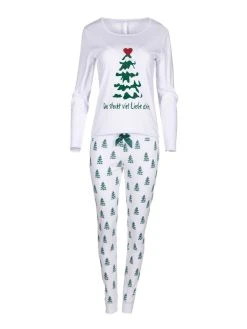 Louis & Louisa Winterwunderland Bündchen-Pyjama -CALIDA-Shop Louis und Louisa Winterwunderland Pyjama lang weiss 22WWPB WA 2