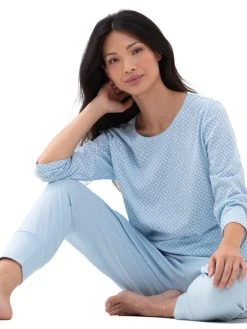 MEY Serie Emelie 7/8-Pyjama -CALIDA-Shop Mey Serie Emelie 7 8 Pyjama blau 13012 309 4