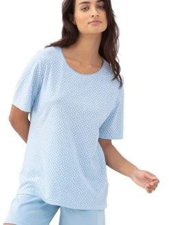 MEY Serie Emelie Kurz-Pyjama -CALIDA-Shop Mey Serie Emelie Kurz Pyjama blau 13013 309 3