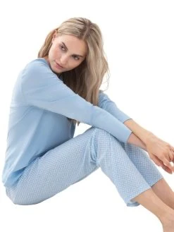 MEY Serie Emelie Pyjama, Lang -CALIDA-Shop Mey Serie Emelie Pyjama lang blau 14037 309 4