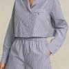 Polo Ralph Lauren Shirting Stripes Pyjama, Kurz -CALIDA-Shop Polo Ralph Lauren Damen TW NW LW Shirting Stripes Pyjama kurz blau 4P8010 933