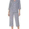 Lauren By Ralph Lauren Heritage Knits Capri-Pyjama -CALIDA-Shop Ralph Lauren Heritage Knits Capri Pyjama durchgeknoepft blau I819702 414