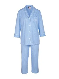 Lauren By Ralph Lauren Heritage Knits Capri-Pyjama -CALIDA-Shop Ralph Lauren Heritage Knits Pyjama durchgeknoepft blau I819702 452 2