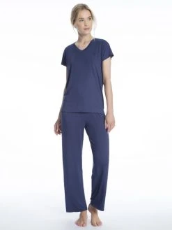 Lauren By Ralph Lauren Rayon Span Kurzarm-Shirt -CALIDA-Shop Ralph Lauren Rayon Span Kurzarm Shirt blau ILN61593 400 2