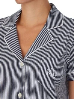 Lauren By Ralph Lauren Core Knits Kurz-Pyjama, Durchgeknöpft -CALIDA-Shop Ralph Lauren Core Knits Kurz Pyjama durchgeknoepft blau I811702 414 2