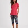 RINGELLA Bloomy Capri-Pyjama -CALIDA-Shop Ringella Bloomy Capri Pyjama rot 325151710 SET 210 neu