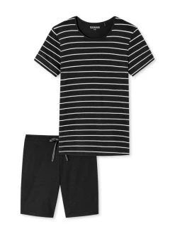Schiesser Basic Night Kurz-Pyjama Mit Bermudahose -CALIDA-Shop Schiesser Basic Nachtwaesche Kurz Pyjama mit Bermudahose schwarz 173625 000 1626433641