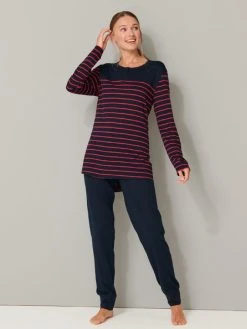 Schiesser Basic Night Bündchen-Pyjama -CALIDA-Shop Schiesser Basic Night Buendchen Pyjama rot 161069 913 2