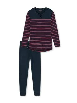 Schiesser Basic Night Bündchen-Pyjama -CALIDA-Shop Schiesser Basic Night Buendchen Pyjama rot 161069 913 3