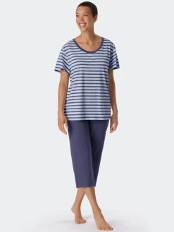 Schiesser Essentials Stripes Pyjama, 3/4 -CALIDA-Shop Schiesser Essentials Stripes Pyjama 3 4 blau 179132 800 800 2