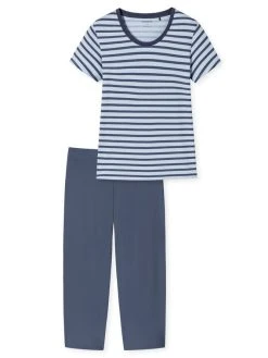 Schiesser Essentials Stripes Pyjama, 3/4 -CALIDA-Shop Schiesser Essentials Stripes Pyjama 3 4 blau 179132 800 800 3