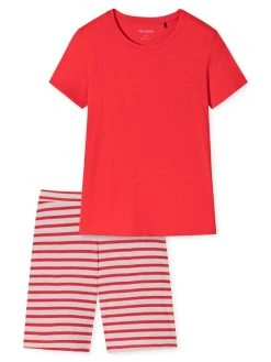 Schiesser Essentials Stripes Kurz-Pyjama -CALIDA-Shop Schiesser Essentials Stripes Pyjama kurz Bermuda rot 179131 500 500 3