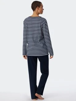 Schiesser Essentials Stripes Pyjama, Lang -CALIDA-Shop Schiesser Essentials Stripes Pyjama lang blau 179133 803 803 1