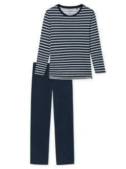 Schiesser Essentials Stripes Pyjama, Lang -CALIDA-Shop Schiesser Essentials Stripes Pyjama lang blau 179133 803 803 4