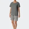 Schiesser Essentials Stripes Schlafanzug Kurz, Bermuda -CALIDA-Shop Schiesser Essentials Stripes Schlafanzug kurz Bermuda grau 179131 713 713