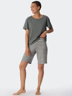 Schiesser Essentials Stripes Schlafanzug Kurz, Bermuda 8 Schiesser Essentials Stripes Schlafanzug Kurz, Bermuda -CALIDA-Shop Schiesser Essentials Stripes Schlafanzug kurz Bermuda grau 179131 713 713 2