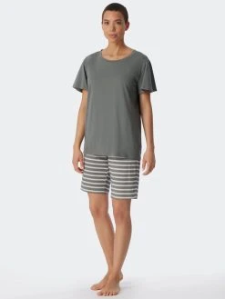 Schiesser Essentials Stripes Schlafanzug Kurz, Bermuda
