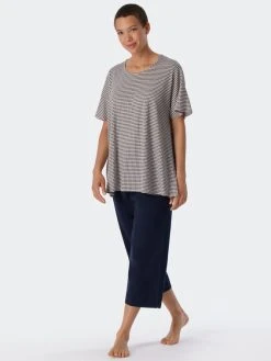 Schiesser Flared Fit Schlafanzug 3/4 Arm -CALIDA-Shop Schiesser Flared Fit Schlafanzug 3 4 Arm blau 179253 913 913 3