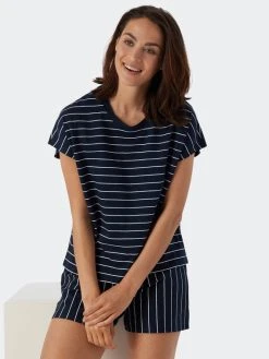 Schiesser Just Stripes Pyjama, Kurz -CALIDA-Shop Schiesser Just Stripes Pyjama kurz blau 179129 803 803 2