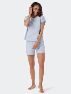 Schiesser Just Stripes Kurz-Pyjama -CALIDA-Shop Schiesser Just Stripes Schlafanzug kurz blau 179129 802 802 2
