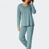 Schiesser Minimal Comfort Fit Pyjama, Lang -CALIDA-Shop Schiesser Minimal Comfort Fit Pyjama lang blau 176855 808