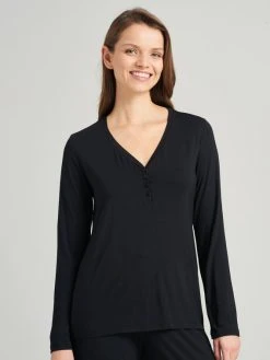 Schiesser Mix & Relax Langarm-Shirt Mit Knopfleiste