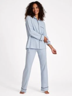 Seidensticker Loungewear Pyjama, Durchgeknöpft 10 Seidensticker Loungewear Pyjama, Durchgeknöpft -CALIDA-Shop Seidensticker F1 Loungewear Pyjama durchgeknoepft blau 500013 11 3