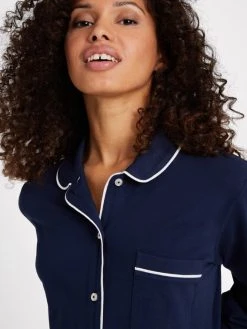 Seidensticker Loungewear Pyjama, Durchgeknöpft -CALIDA-Shop Seidensticker F1 Loungewear Pyjama durchgeknoepft blau 500013 19 2