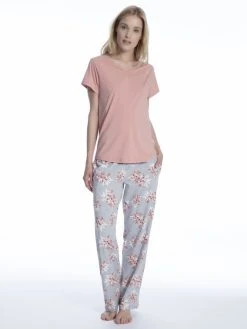 Skiny Every Night In Mix & Match Kurzarmshirt Mit V-Ausschnitt 8 Skiny Every Night In Mix & Match Kurzarmshirt Mit V-Ausschnitt -CALIDA-Shop Skiny Sleep Dream Kurzarmshirt mit V Ausschnitt rosa 085627 2311 2