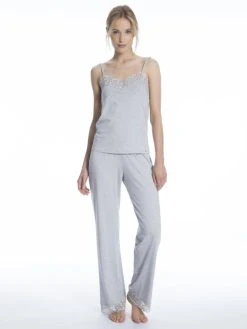 Skiny Every Night In Mix & Match Spaghetti-Top -CALIDA-Shop Skiny Sleep Dream Spaghetti Top grau 085626 5593 2