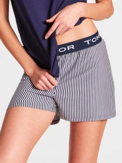 Tom Tailor Loungewear Gestreifte Shorts Mit Logobund