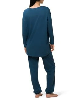 Triumph Lounge-Me Cotton Pyjama, Lang -CALIDA-Shop Triumph Lounge Me Cotton Pyjama lang blau 10213410 M008 1