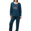 Triumph Lounge-Me Cotton Pyjama, Lang -CALIDA-Shop Triumph Lounge Me Cotton Pyjama lang blau 10213410 M008